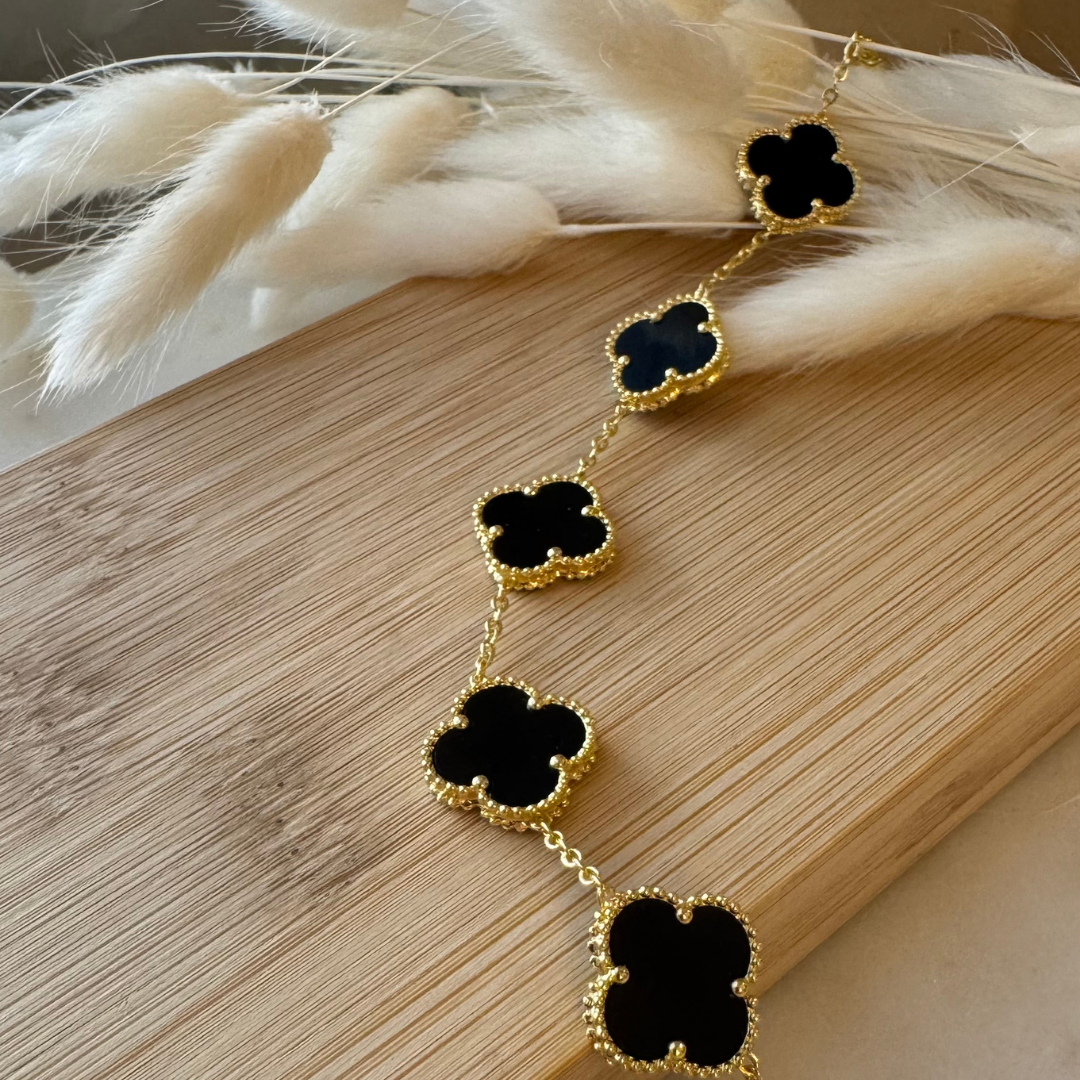 Van Cleef Black Clover Bracelet Women All Black Van Cleef Clover