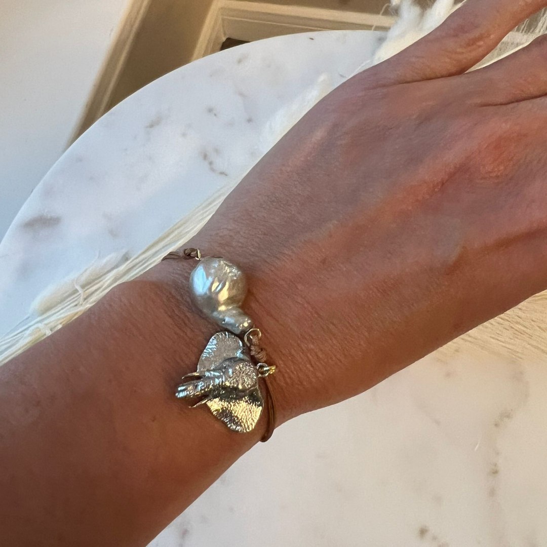 Silver Elephant and Mother of Pearl Bracelet