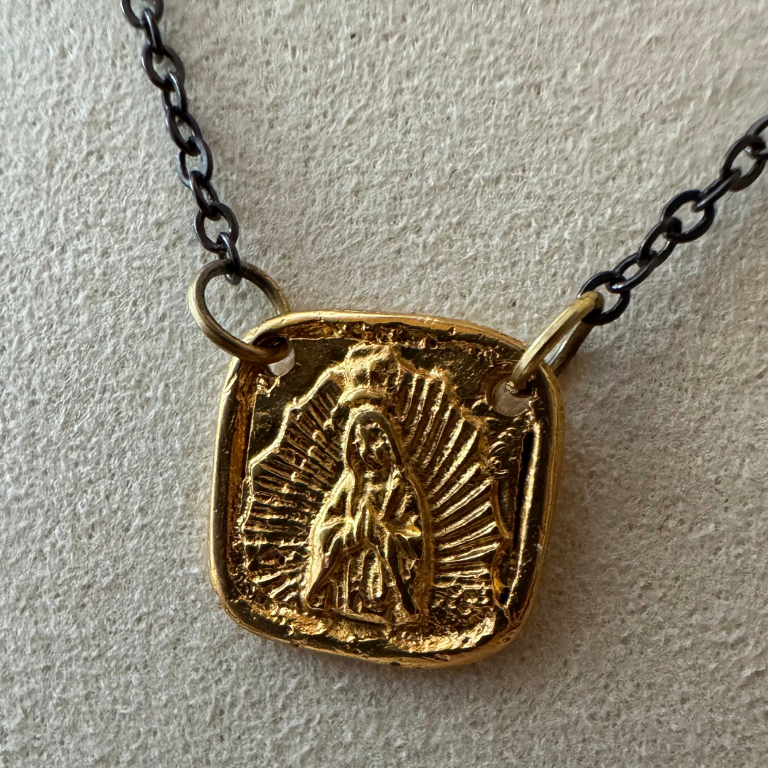 Handcrafted Goldfield Virgin of Guadalupe Pendant Necklace