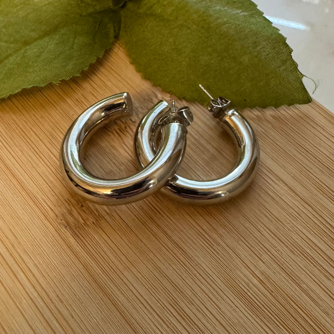 925 Sterling Silver Medium Hoop-Style Earrings