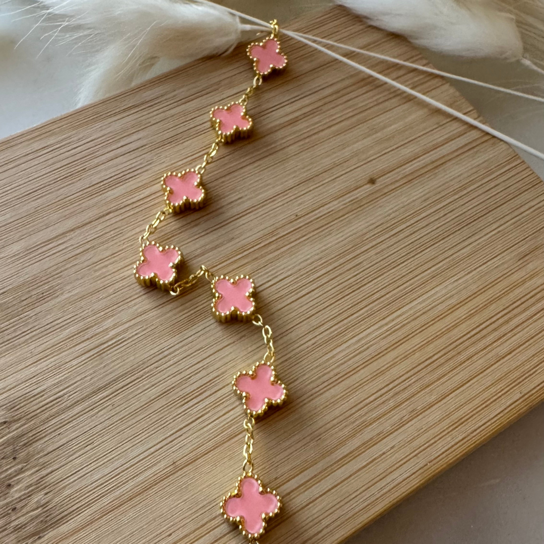 Pink Van Cleef Style Bracelet with 18K &nbsp;Gold Plating