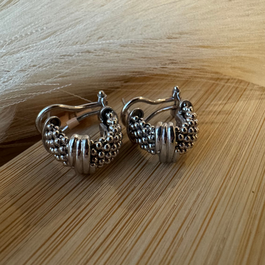 .925 silver mini ball braided earrings