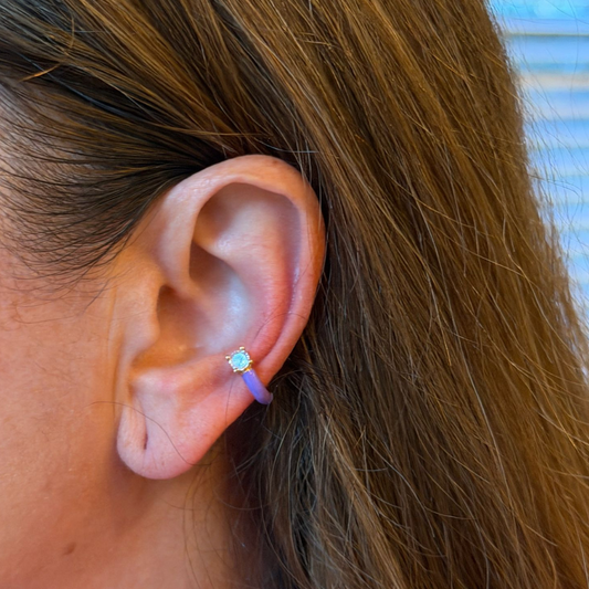 Purple Band earring w/crystals