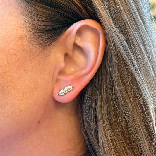 Silver Feather Stud