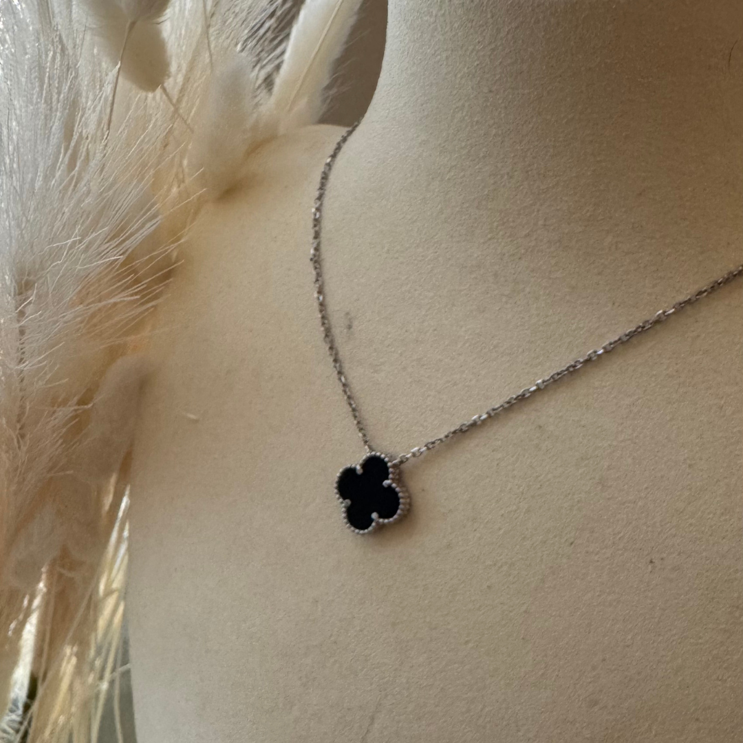 Van Cleef Style Necklace with Black clover Design